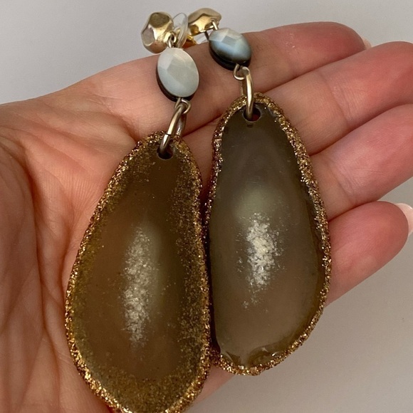 Earrings  Drops Drops Acrylic Stone Design Vintage 3.5” - Picture 4 of 9